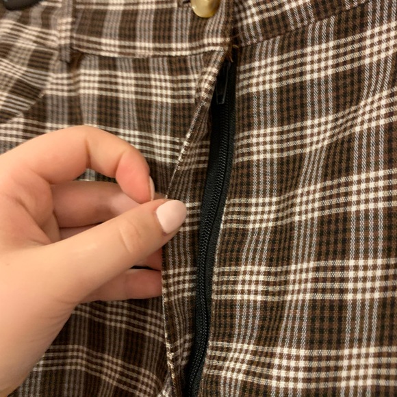 Brown Plaid Wide Leg Pants - Picture 3 of 8